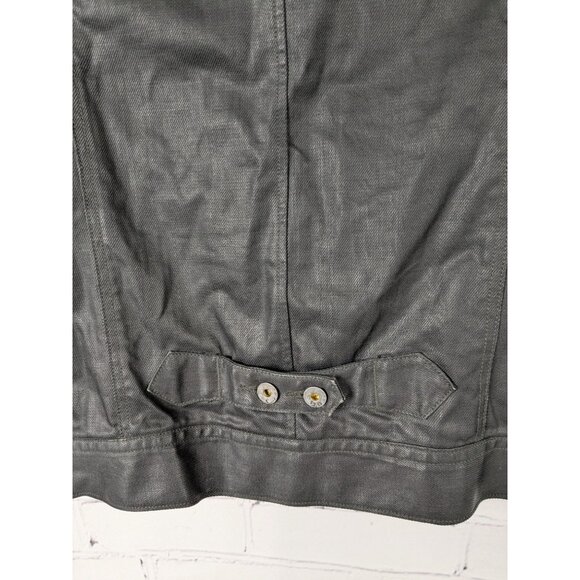 G STAR RAW Black Waxed Denim Jacket Biker Alt - Picture 4 of 15